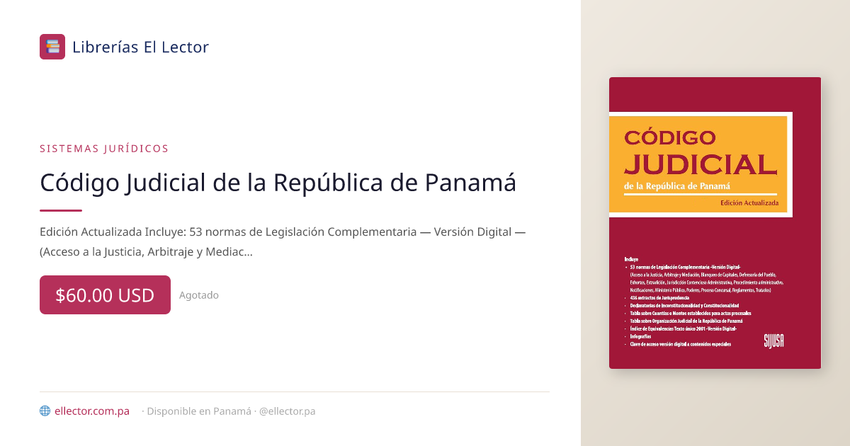 Código Judicial de la República de Panamá – Librerías El Lector Panamá