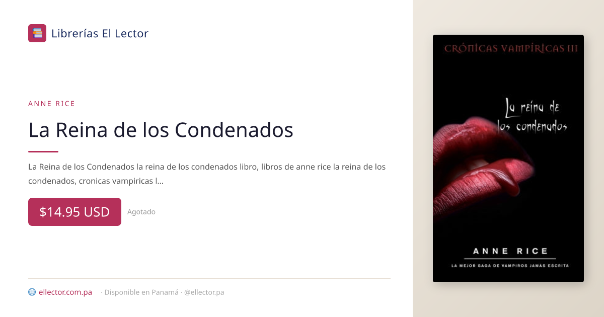 El Lector | Libro | La Reina de los Condenados – Librerías El Lector Panamá