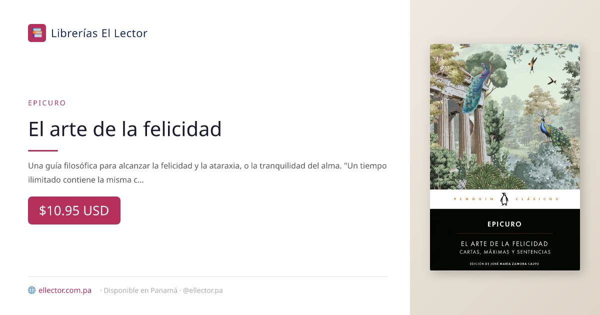 Libro | El arte de la felicidad | Epicuro – Librerías El Lector Panamá