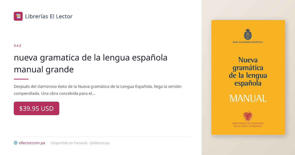 nueva gramatica de la lengua espanola manual grande | rae – Librerías ...