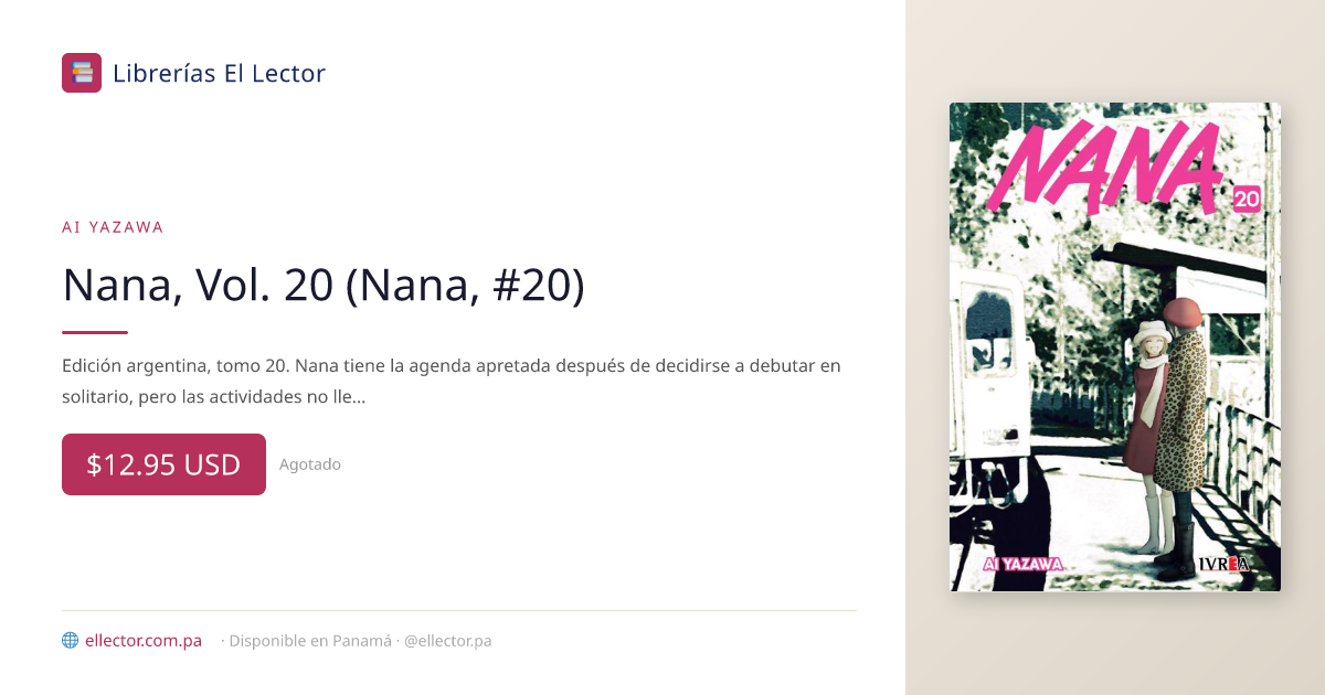 Nana, Vol. 20 (Nana, #20) – Librerías El Lector Panamá