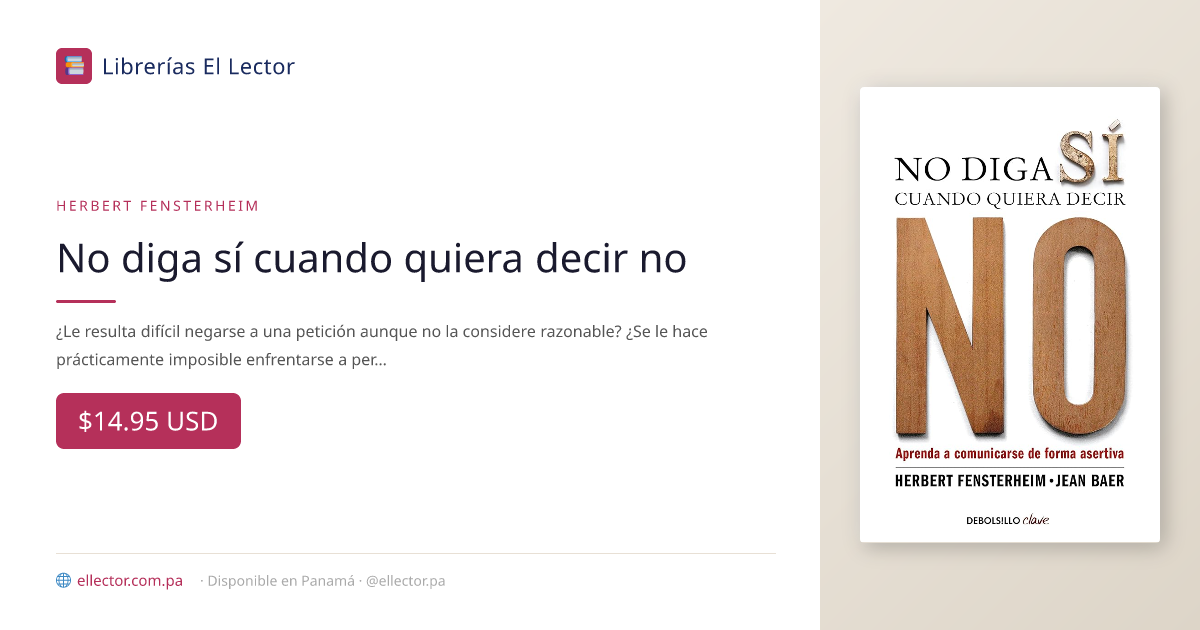 No diga sí cuando quiera decir no – Librerías El Lector Panamá